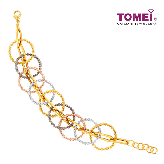 TOMEI Lusso Italia Jolly Halos Collection 4-Tone Bracelet, Yellow Gold 916