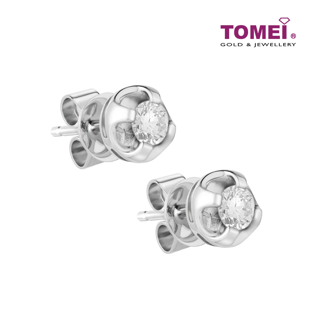 TOMEI White Christmas Collection Diamond Earrings, White Gold 585