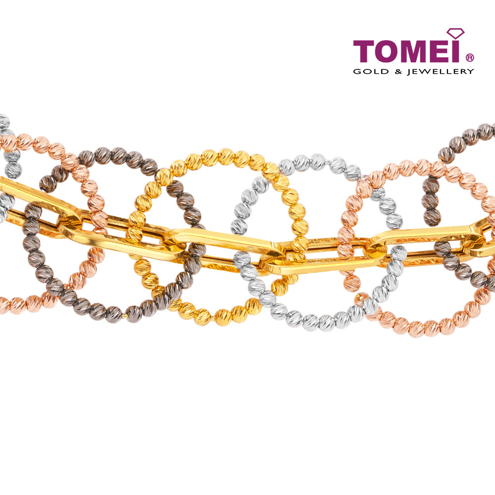 TOMEI Lusso Italia Jolly Halos Collection 4-Tone Bracelet, Yellow Gold 916