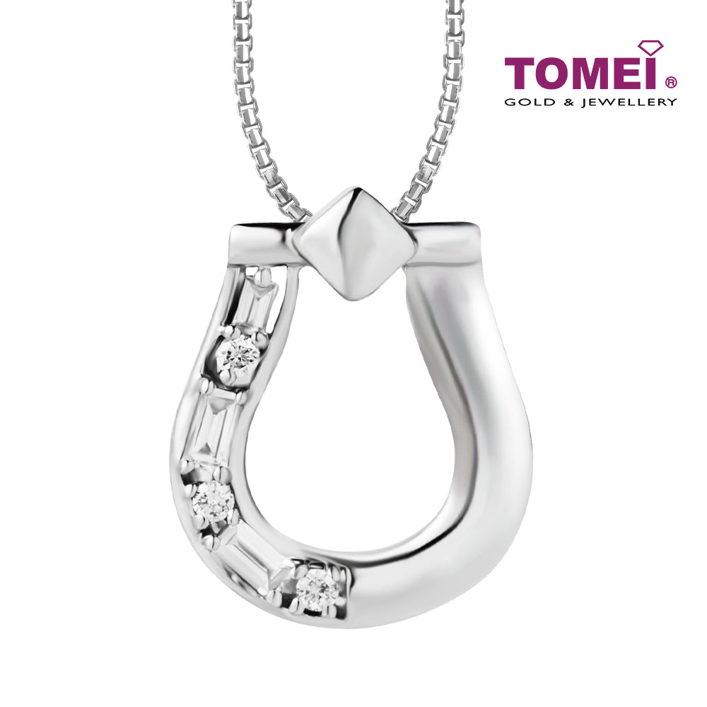 TOMEI White Christmas Collection Diamond Pendant Set, White Gold 585