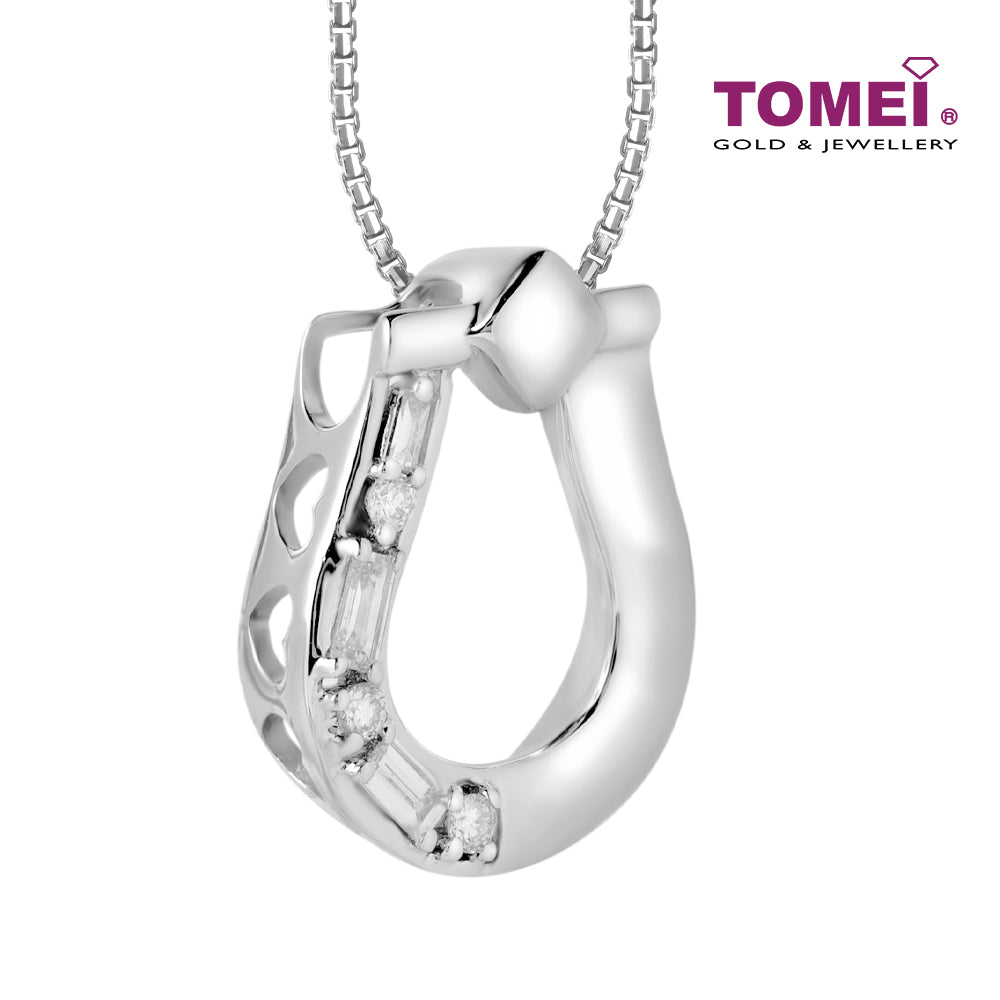 TOMEI White Christmas Collection Diamond Pendant Set, White Gold 585