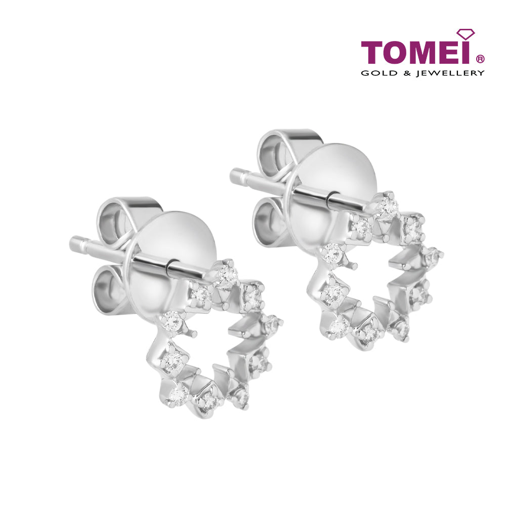 TOMEI White Christmas Collection Diamond Earrings, White Gold 585