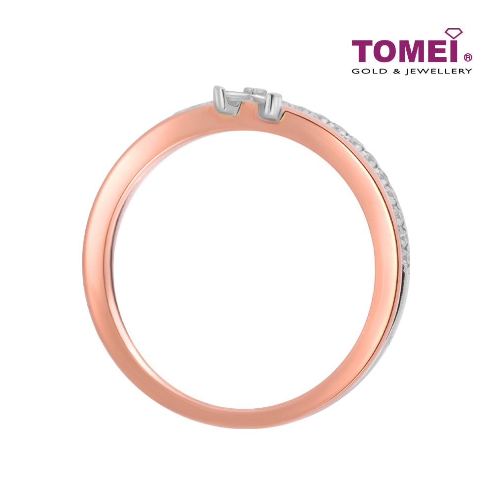 TOMEI Precious Trinity Collection Diamond Ring, White+Rose Gold 585