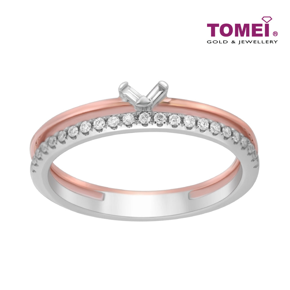 TOMEI Precious Trinity Collection Diamond Ring, White+Rose Gold 585