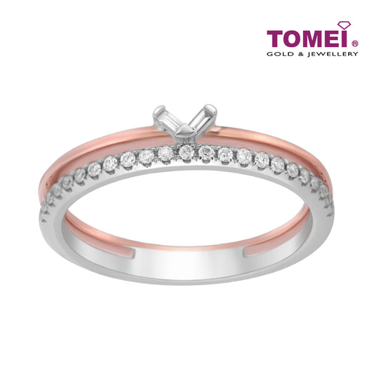 TOMEI Precious Trinity Collection Diamond Ring, White+Rose Gold 585