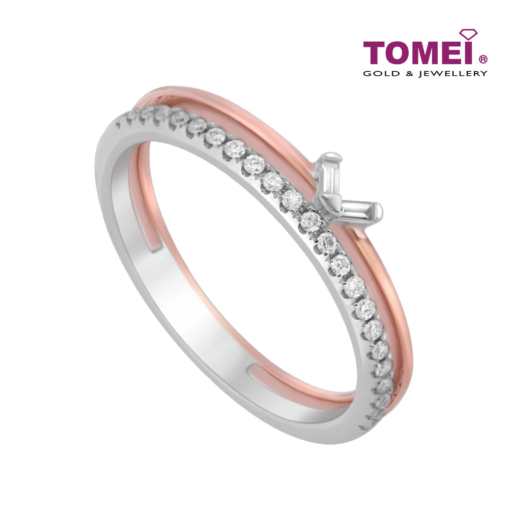 TOMEI Precious Trinity Collection Diamond Ring, White+Rose Gold 585