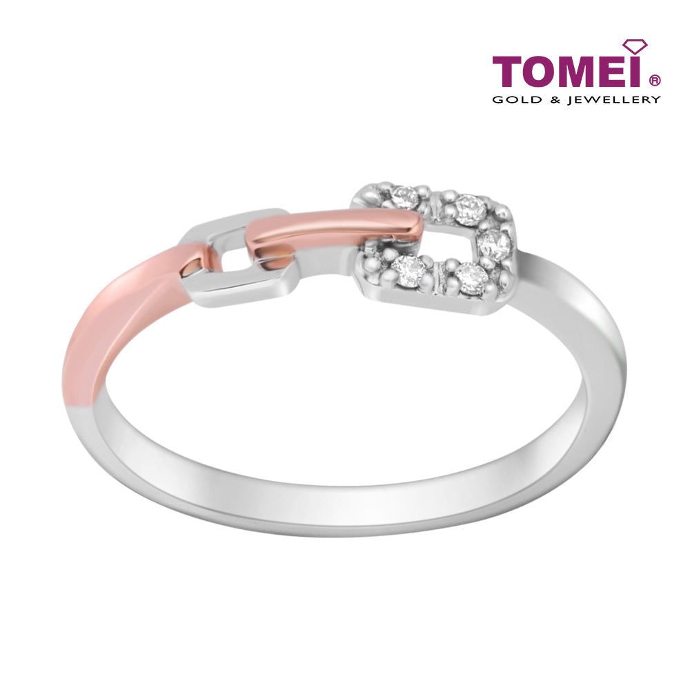TOMEI Precious Trinity Collection Diamond Ring, White+Rose Gold 585