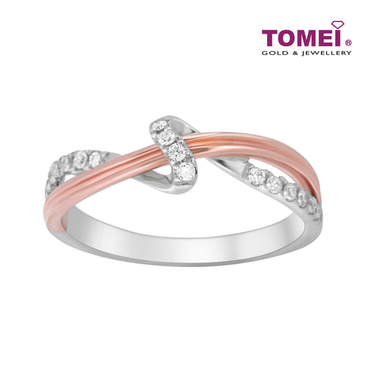 TOMEI Precious Trinity Collection Diamond Ring, White+Rose Gold 585