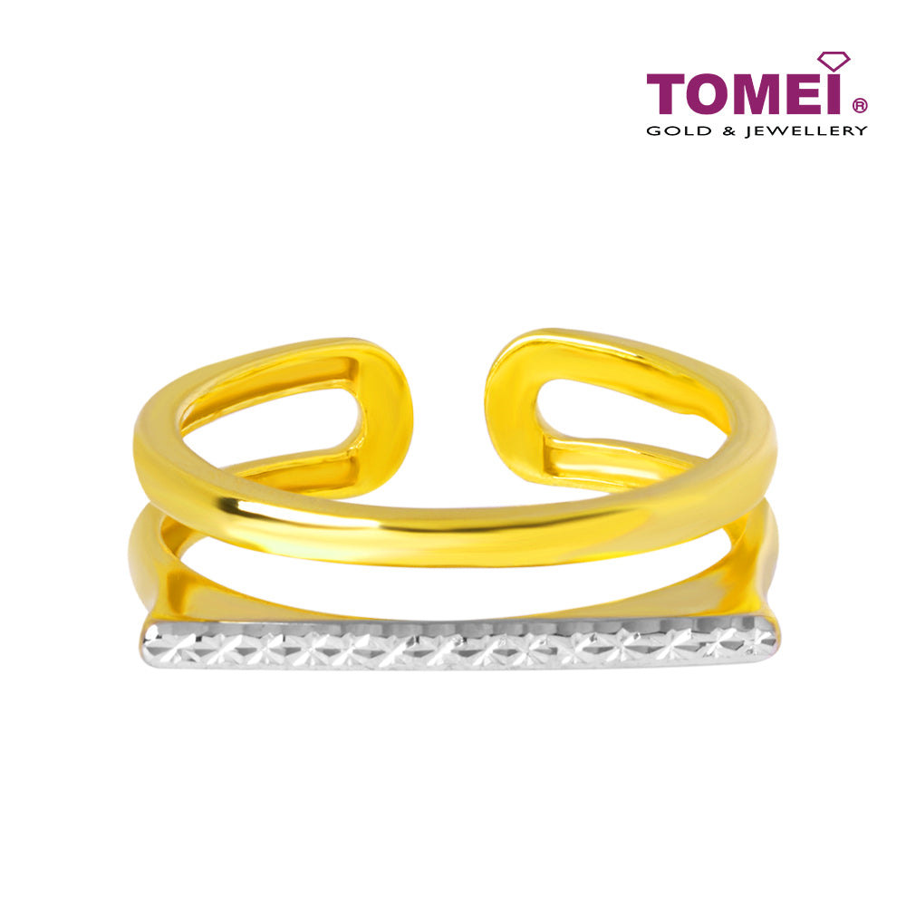 TOMEI Dual-Tone Ring, Yellow Gold 916