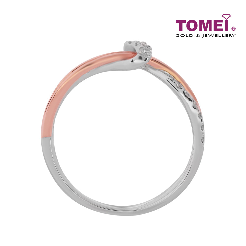 TOMEI Precious Trinity Collection Diamond Ring, White+Rose Gold 585