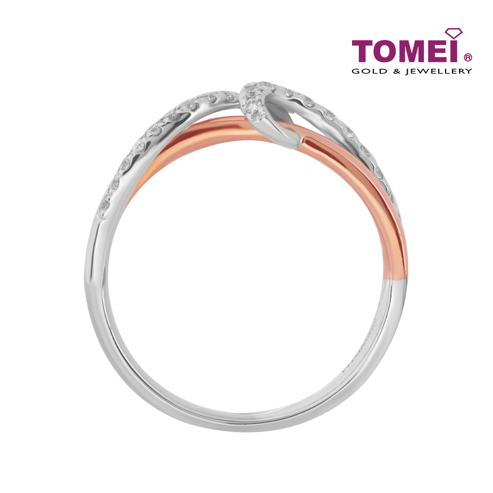 TOMEI Precious Trinity Collection Diamond Ring, White+Rose Gold 585