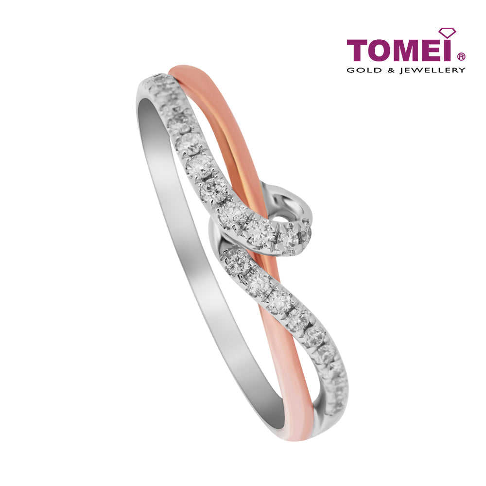 TOMEI Precious Trinity Collection Diamond Ring, White+Rose Gold 585