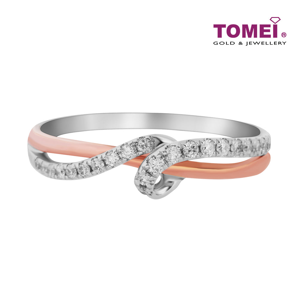 TOMEI Precious Trinity Collection Diamond Ring, White+Rose Gold 585
