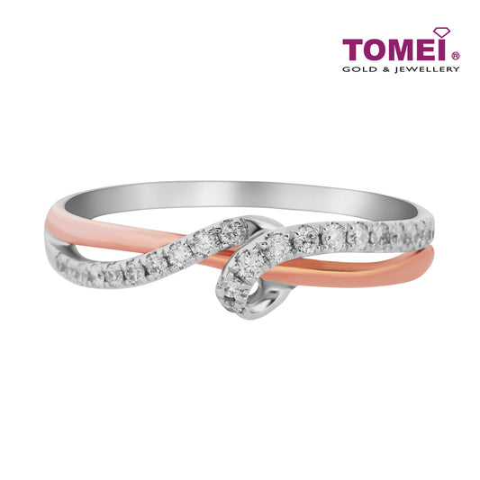 TOMEI Precious Trinity Collection Diamond Ring, White+Rose Gold 585