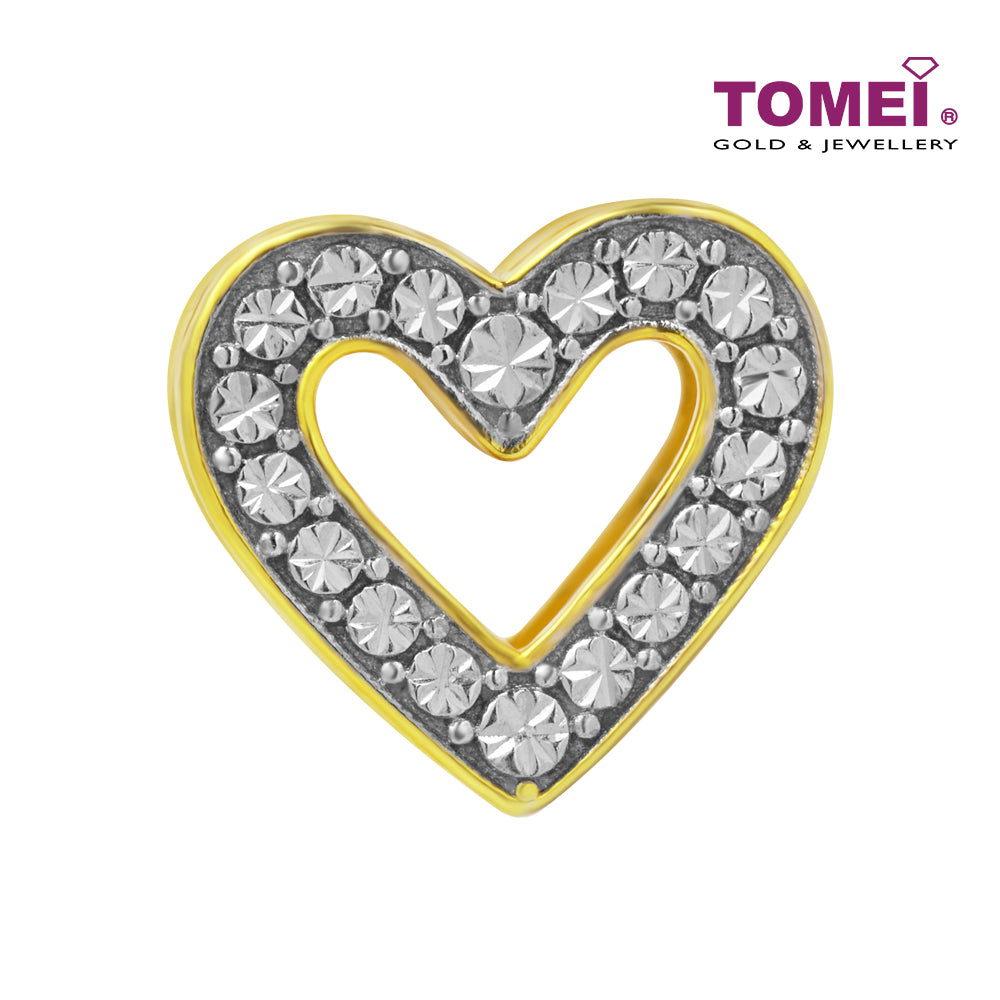 TOMEI Dual-Tone Heart Charm, Yellow Gold 916