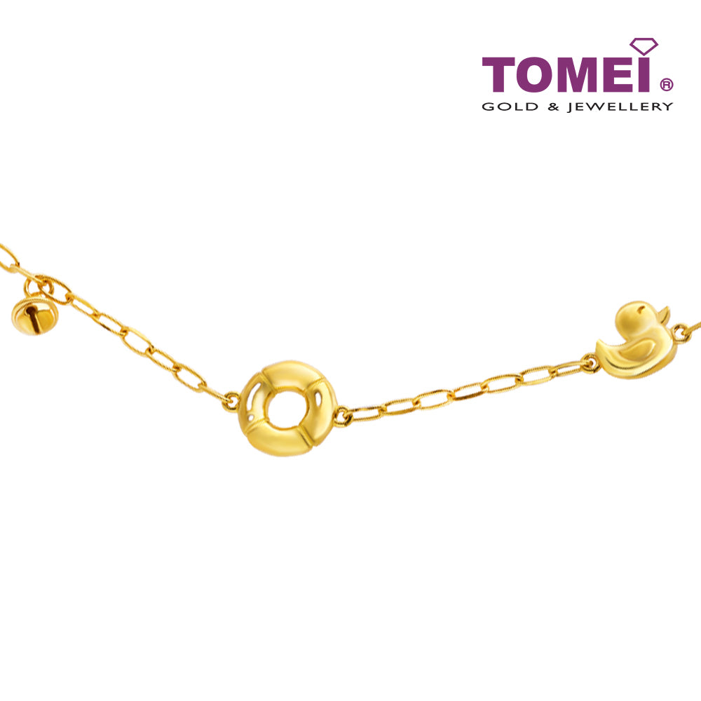 TOMEI Little Duck with Lifebuoy and Bell Bracelet, Yellow Gold 916