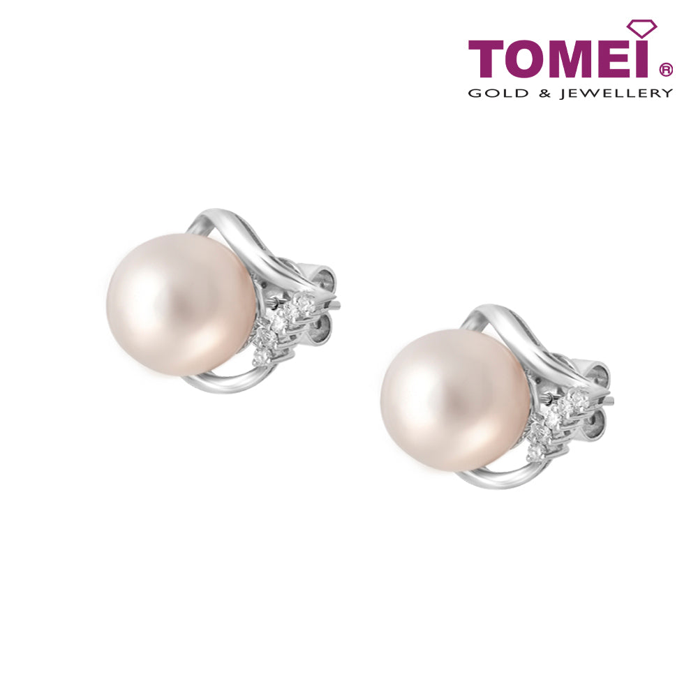 TOMEI Pearl Diamond Earrings, White Gold 750 (E611)