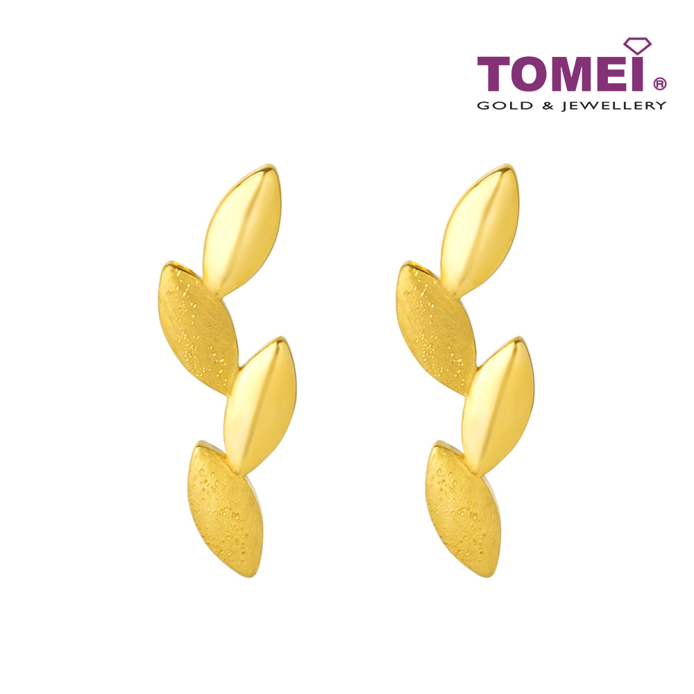 TOMEI Leaf Earrings, Yellow Gold 916