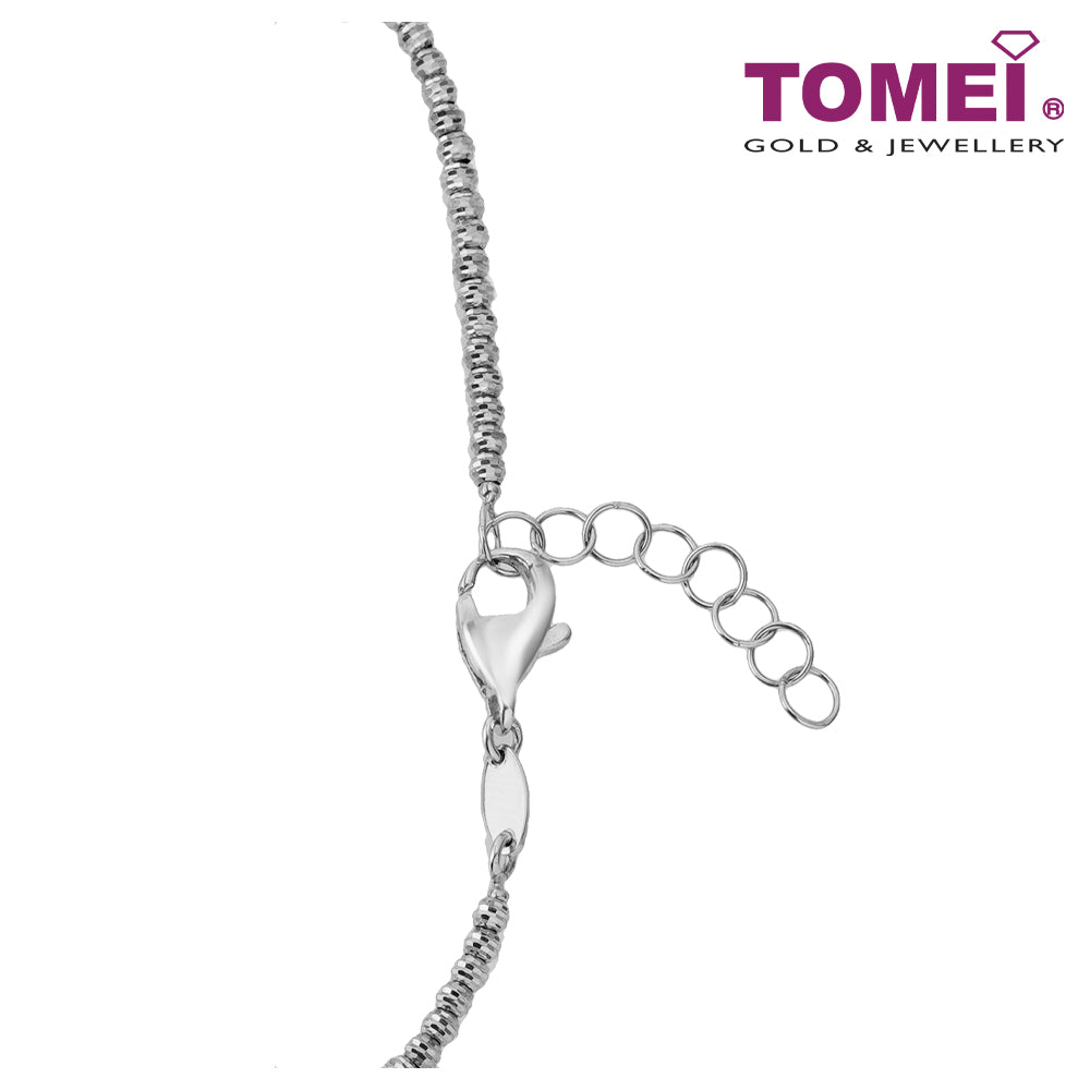 TOMEI Dual-Tone Sparkling Balls Bracelet, White+Rose Gold 585