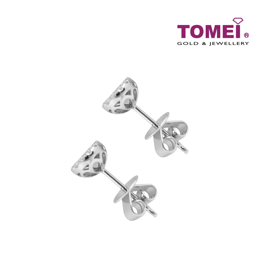 TOMEI Classic Round Stud Earrings, Diamond White Gold 585 (E1116)