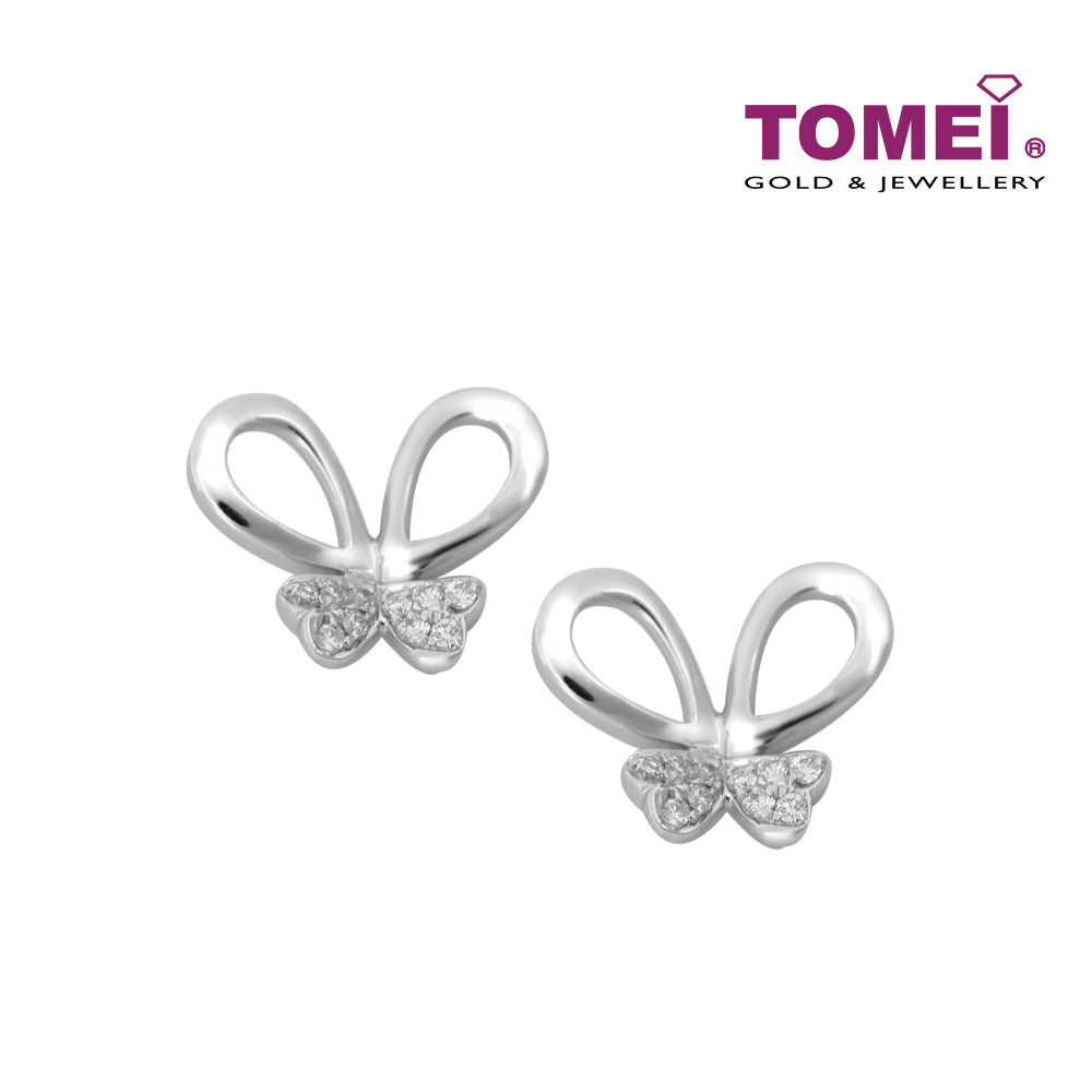 TOMEI Butterfly Earrings, Diamond White Gold 585