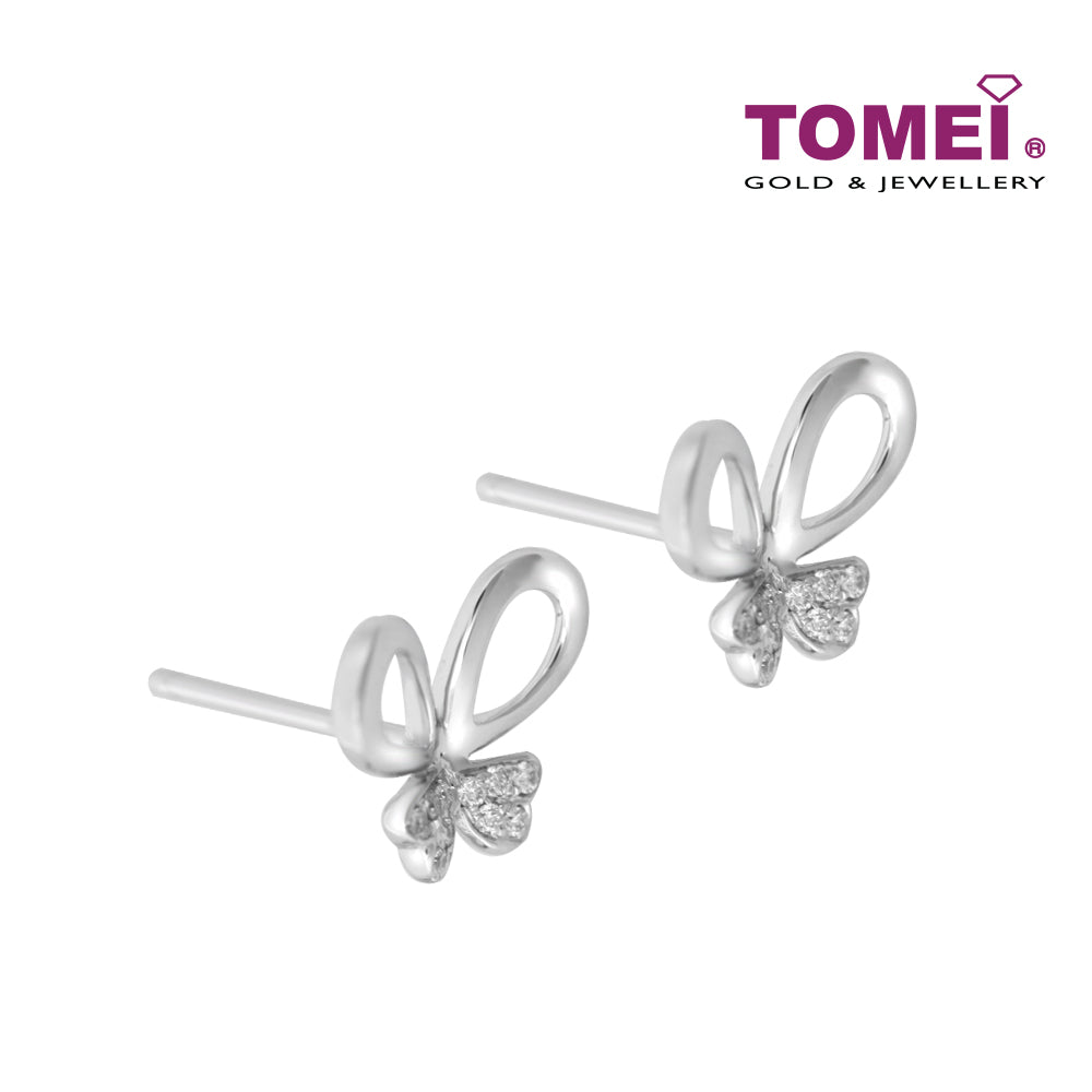 TOMEI Butterfly Earrings, Diamond White Gold 585