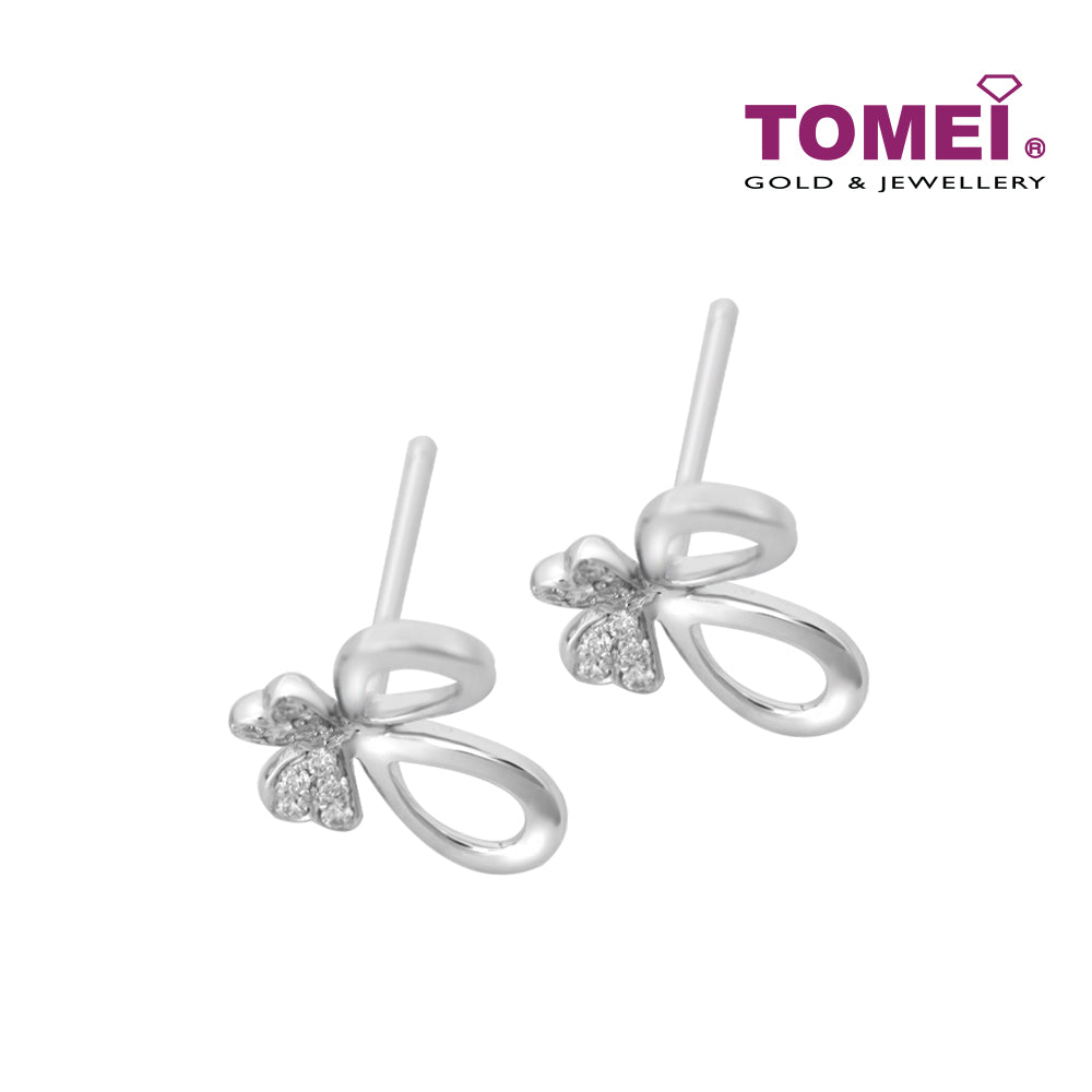 TOMEI Butterfly Earrings, Diamond White Gold 585