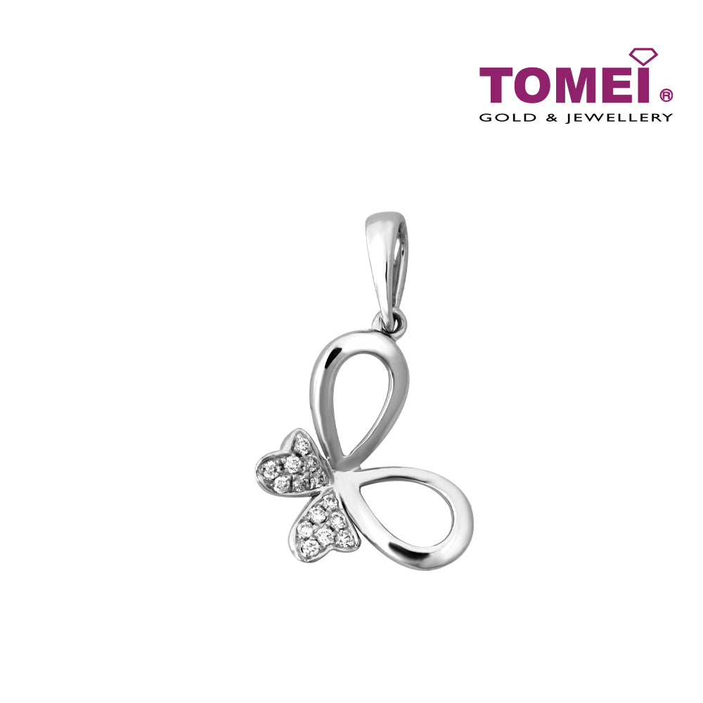 TOMEI Butterfly Pendant Set, Diamond White Gold 585 (P5081)