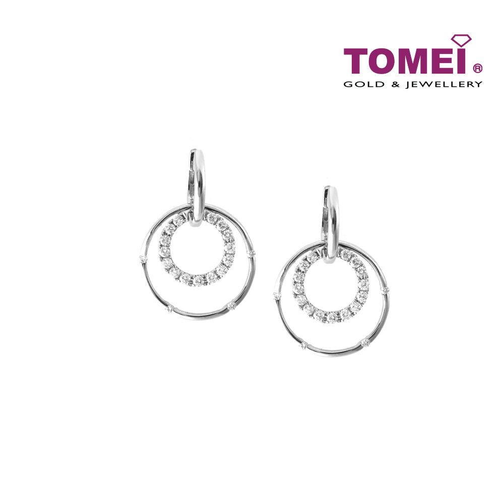 TOMEI Vignette of Sphericity Duo in Sparkling Verve Earrings, Diamond White Gold 750 (E903)