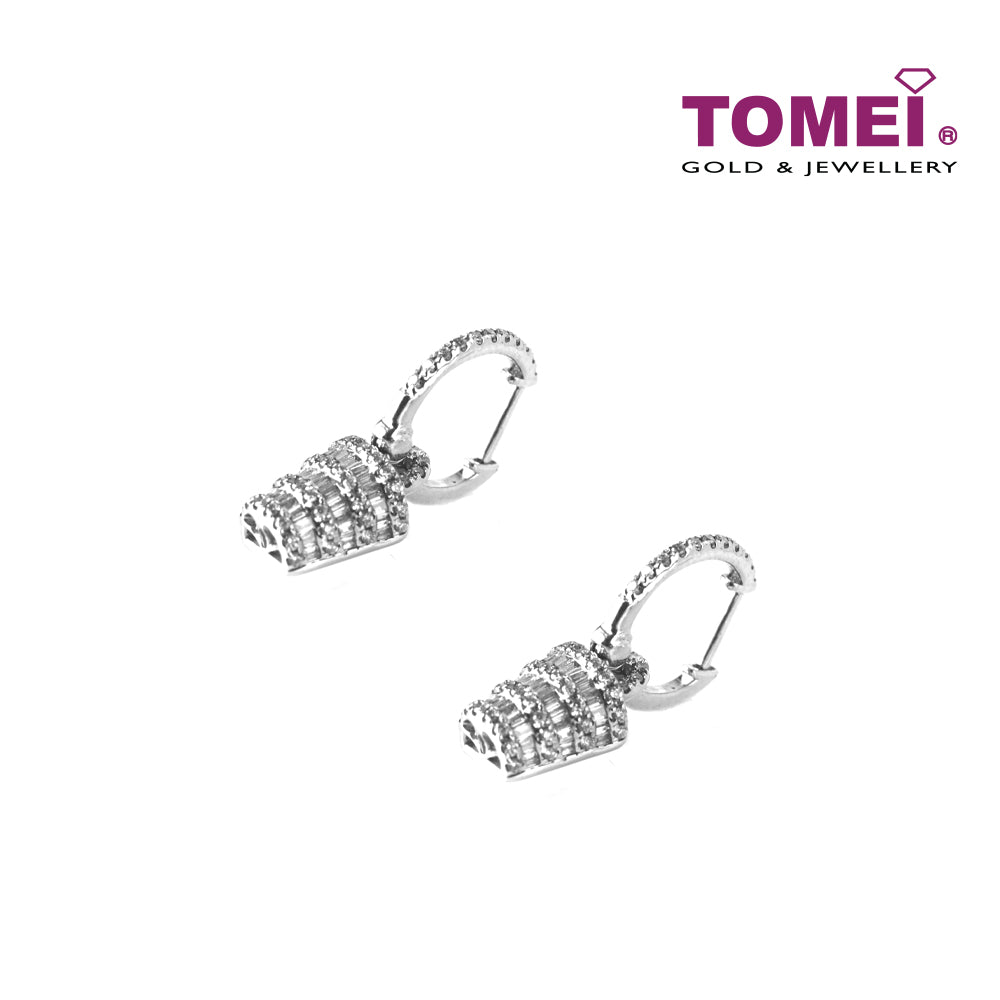 TOMEI Scuttle of Sensational Sparks Earrings, Diamond White Gold 750 (STE2671)