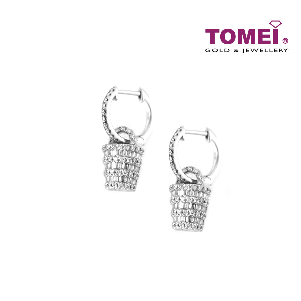 TOMEI Scuttle of Sensational Sparks Earrings, Diamond White Gold 750 (STE2671)