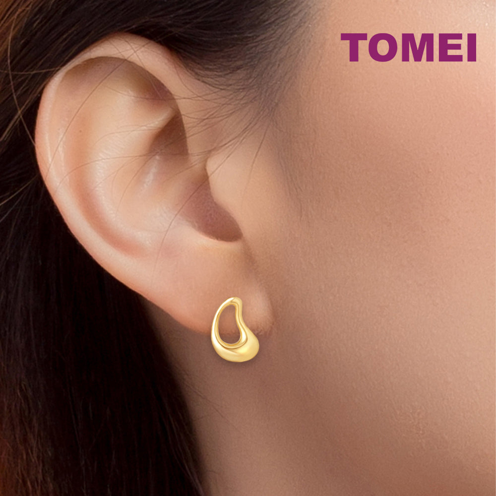 TOMEI Anastasia Sophisticated Curved Earring, Yellow Gold 916