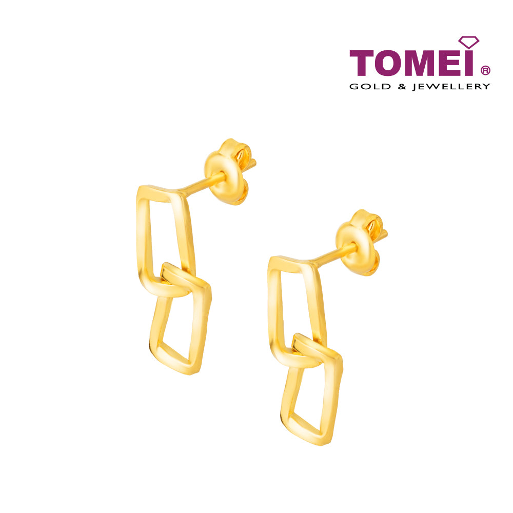 TOMEI Dangling Earrings, Yellow Gold 916 (9Q-YG1234E-1C) (2.77g)