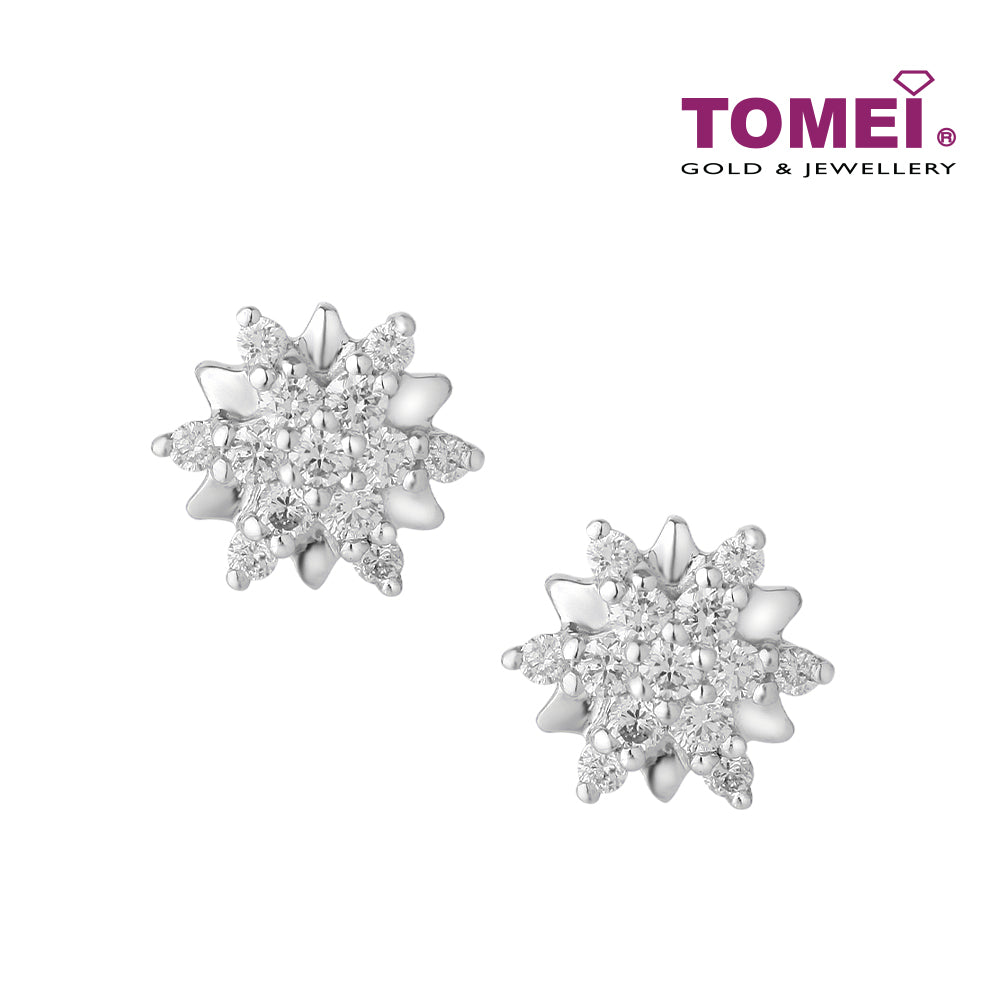 TOMEI Sweet Embrace Earrings, White Gold 585 (E2150)