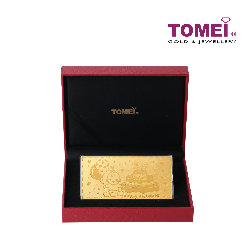 TOMEI Happy Full Moon Baby With Cake Gold Foil 1G, Yellow Gold 9999