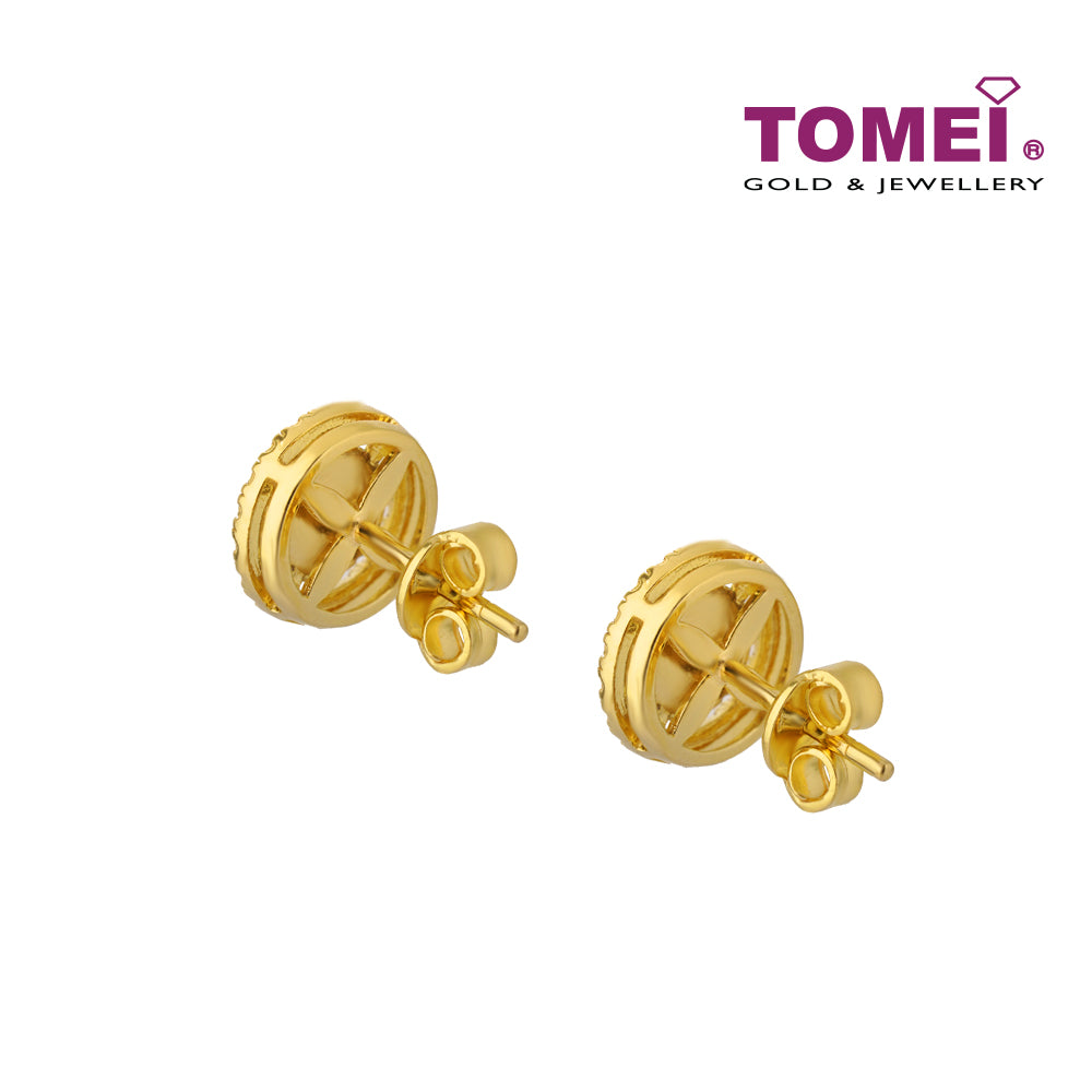 TOMEI Diamond Cut Collection Round earrings, Yellow Gold 916 (9Q-YG1261E-2C)