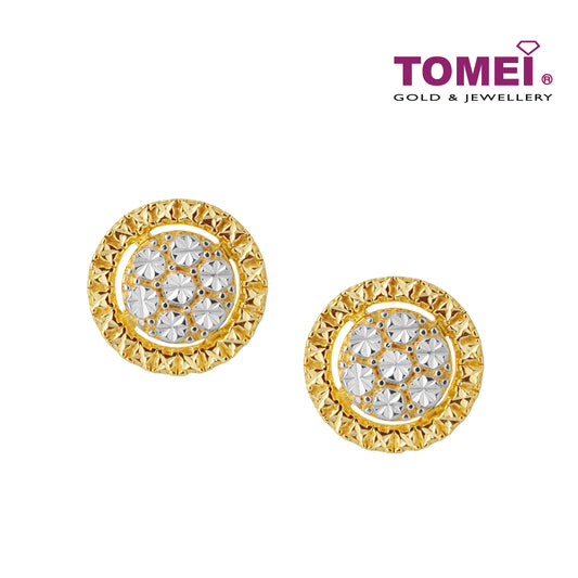 TOMEI Diamond Cut Collection Round earrings, Yellow Gold 916 (9Q-YG1261E-2C)