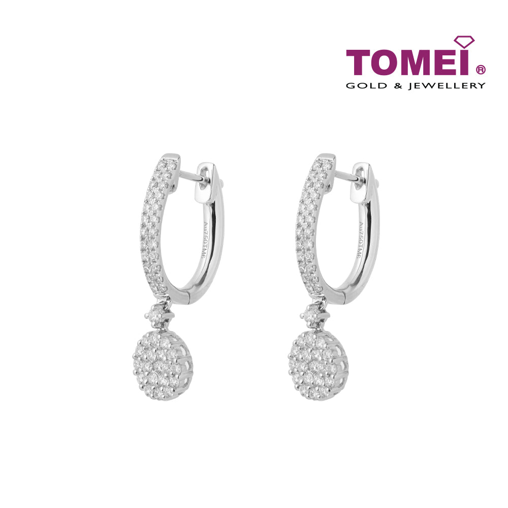 TOMEI Diamond Loop Earrings, White Gold 750 (E1068)
