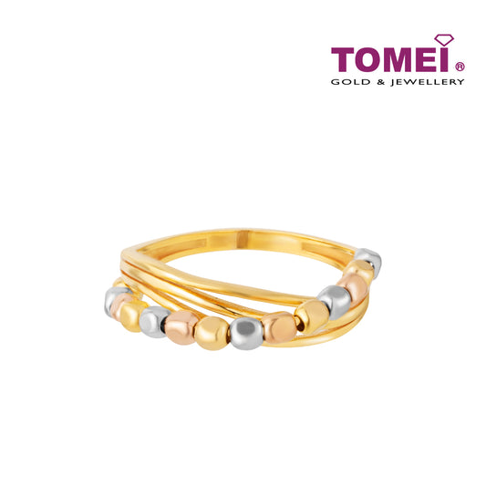 TOMEI Italy Trio Tone Ring, Yellow Gold 916