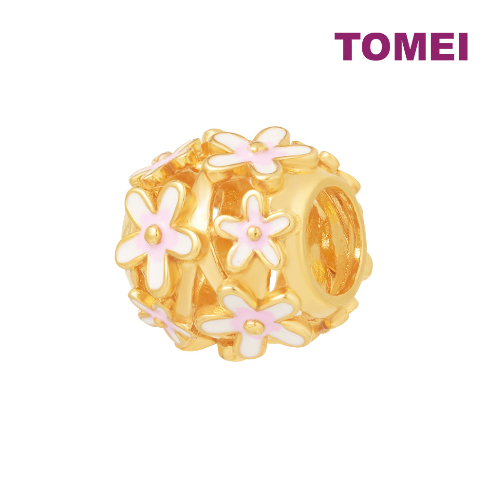 TOMEI Rolling in Flowers Charm, Yellow Gold 916