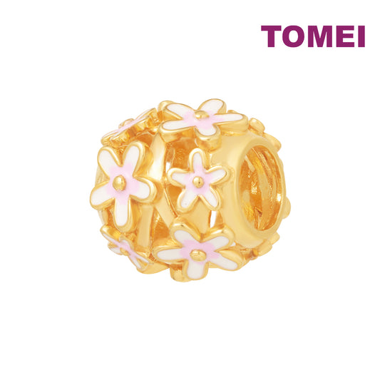 TOMEI Rolling in Flowers Charm, Yellow Gold 916
