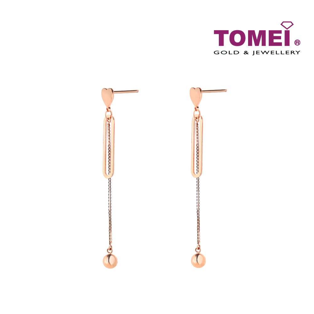 TOMEI Rouge Collection Love Dangling Earrings, Rose Gold 750