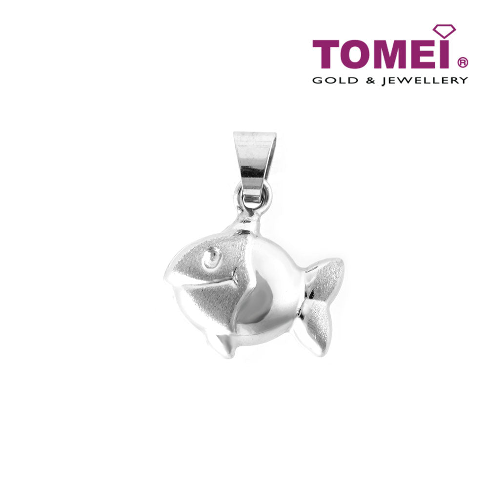TOMEI Jolly and Zippy Fish Pendant, White Gold 750