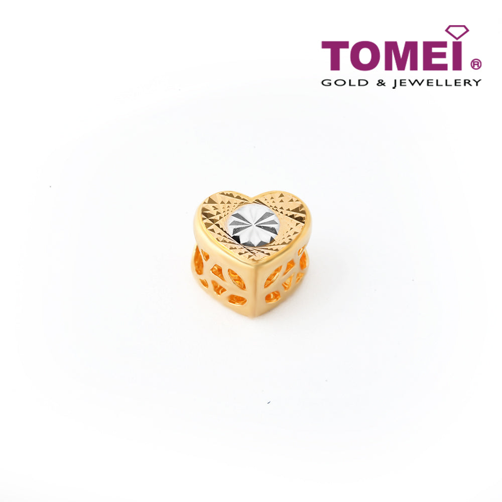 TOMEI Ornately Stellar Aureate Heart Masterpiece Charm, Yellow Gold 916 (TM-PT138-2C)
