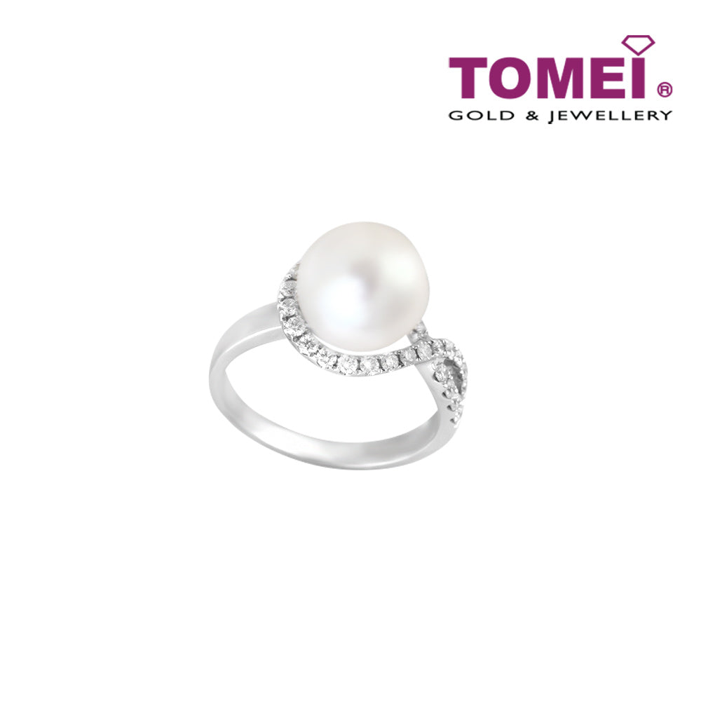 TOMEI Ring, Diamond Pearl White Gold 750