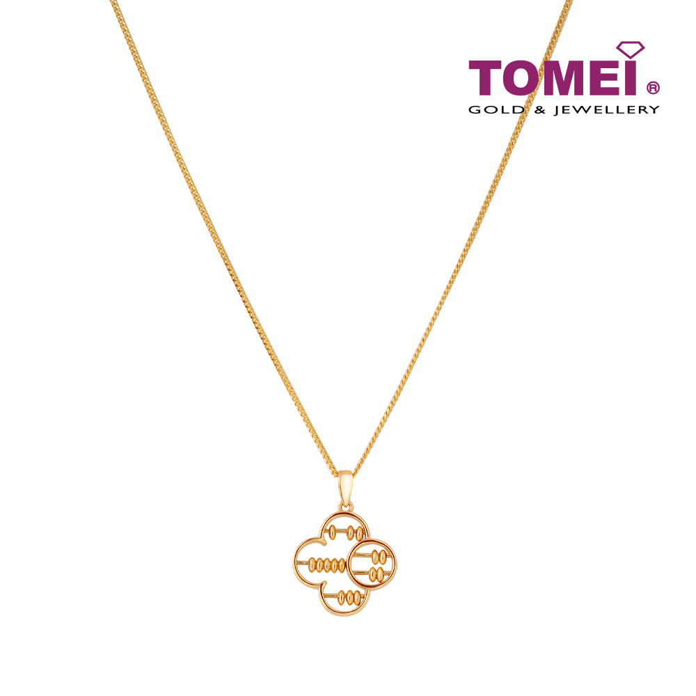 TOMEI Clover Abacus Pendant, Yellow Gold 916