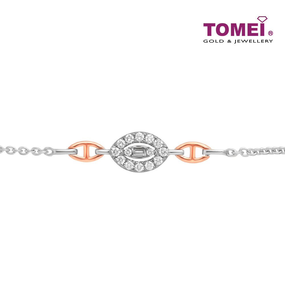 TOMEI Joyous Tinsels Collection Diamond Bracelet, White+Rose Gold 585