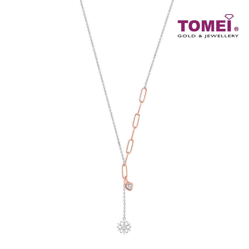 TOMEI Noel Artistry Collection Diamond Necklace, White+Rose Gold 585
