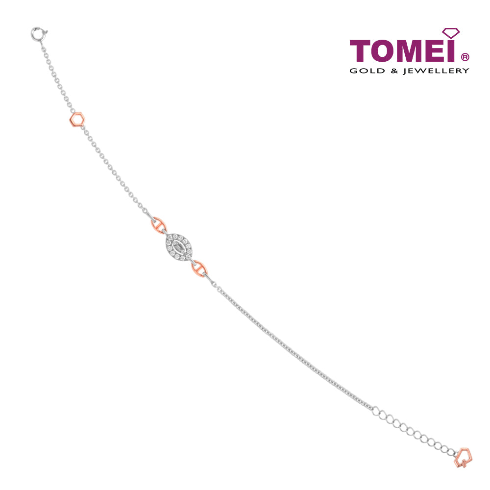 TOMEI Joyous Tinsels Collection Diamond Bracelet, White+Rose Gold 585