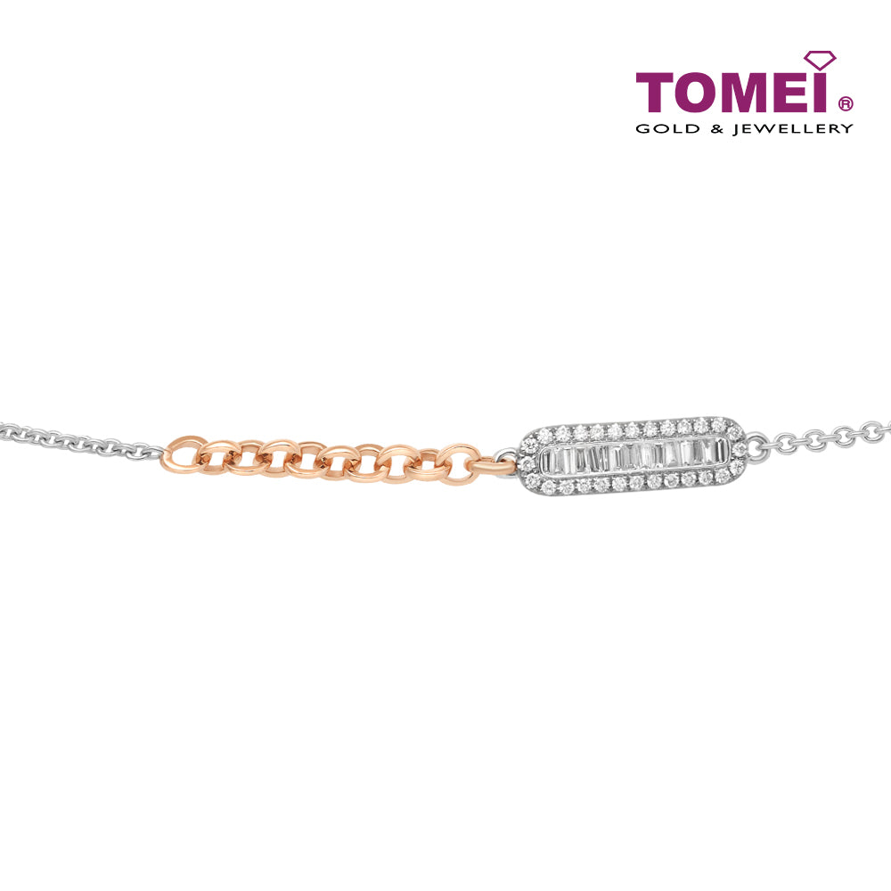 TOMEI Joyous Tinsels Collection Diamond Bracelet, White+Rose Gold 585